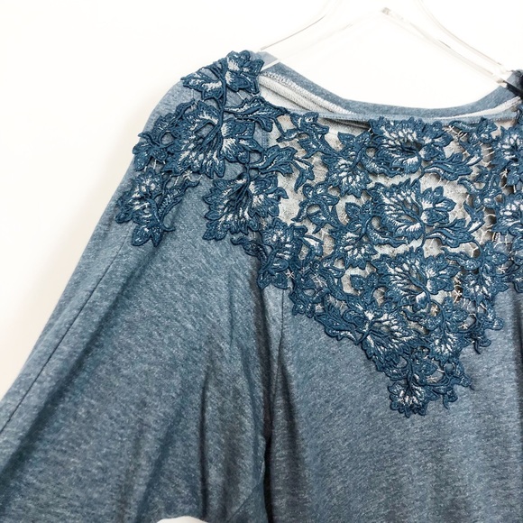 Meadow Rue Bria Lace Back Pullover Teal Silver XS - Picture 4 of 8